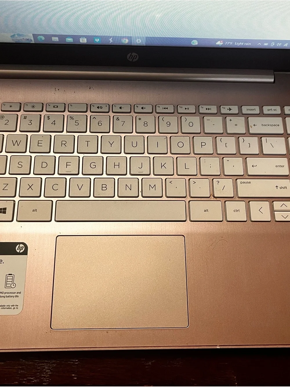 HP Laptop Rose Gold with White Keyboard